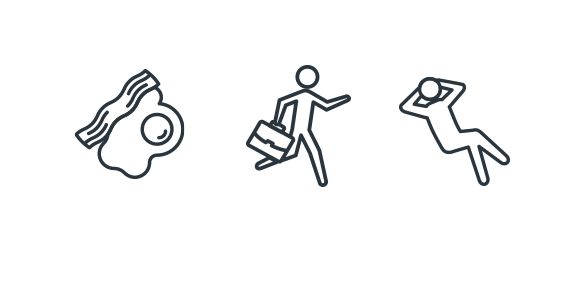 Food, someone rushing and someone relaxing